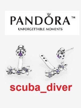 Pandora Ladybird Ladybug Meadow Jacket Earrings Purple CZ 925 Sterling Silver